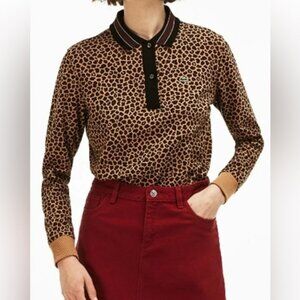 Lacoste Cheetah Print long Sleeve Polo Shirt
